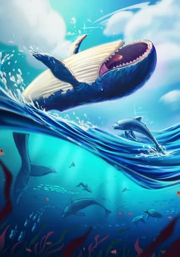 Prankster Whale — Water Common card art by le_yack_albinos