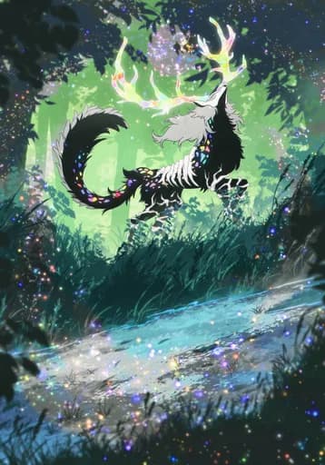Deer of Mournful Colors — official Nature Rare card art by Nenaosu
