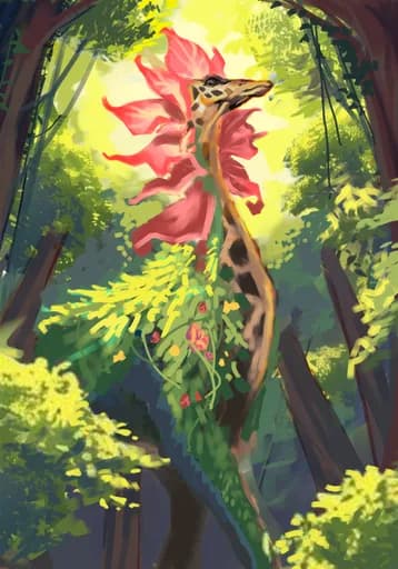 Floral Giraffe — official Nature Rare card art by Saki