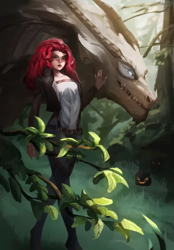 Lisa, the Dragonrider — Nature Common card art by SAN