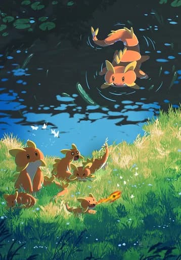 Scorch, the Ignited Lizards — official Water Rare card art by Nenaosu